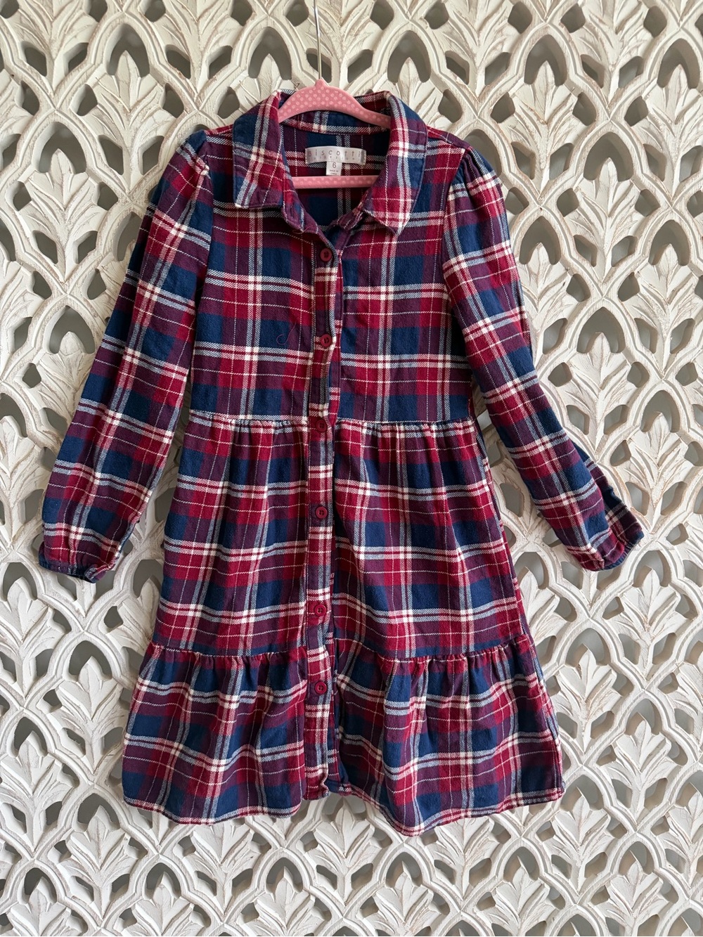 Biscotti Girls Plaid Flannel Shirt Dress Size 6